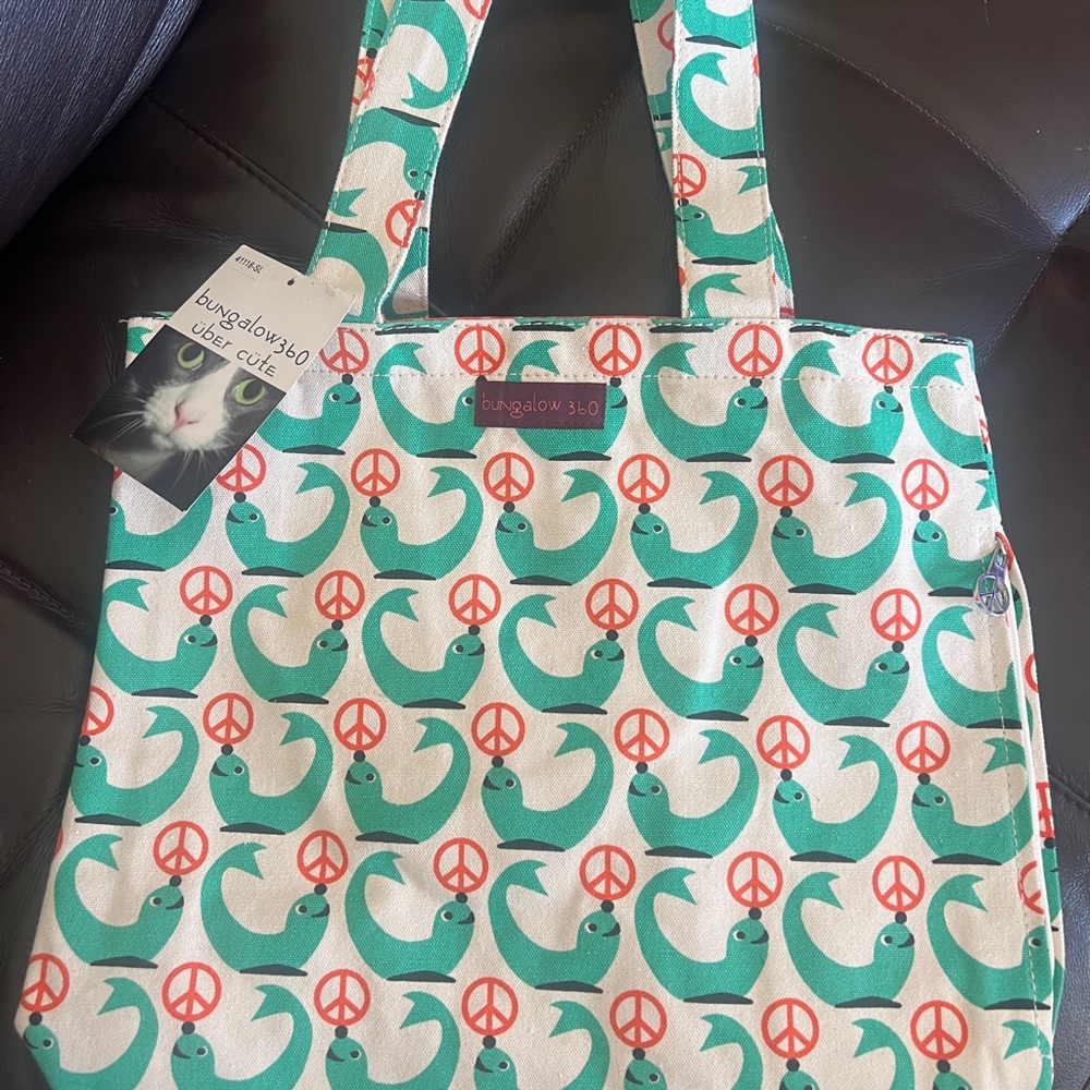 Bungalow 360 Playful Seals and Peace Sign Tote
